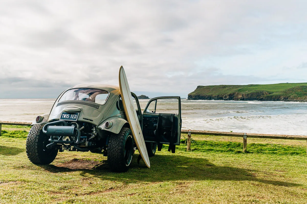Photo from behind of the TBug Baja VW Beetle