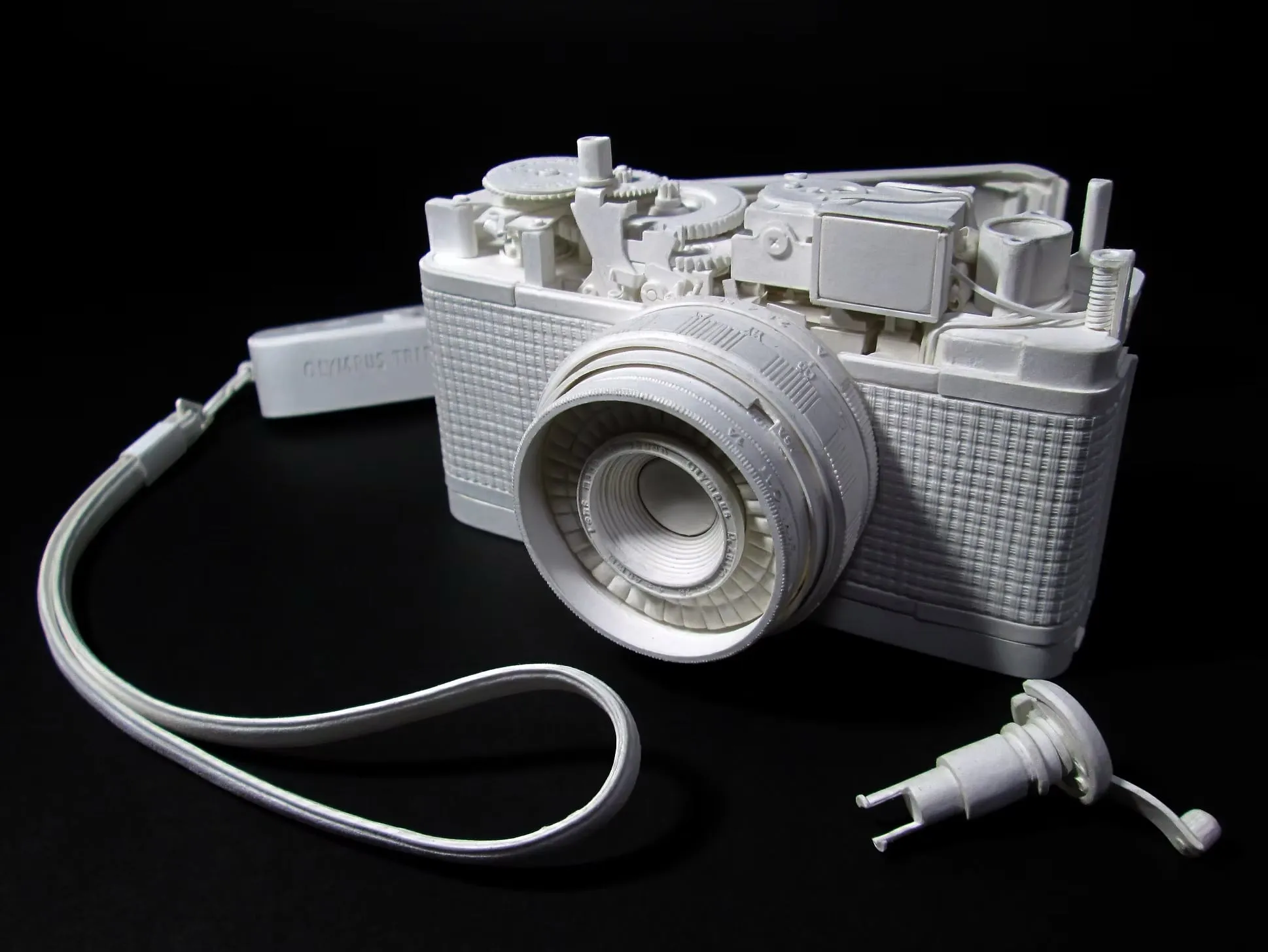 Paper sculpture of a camera